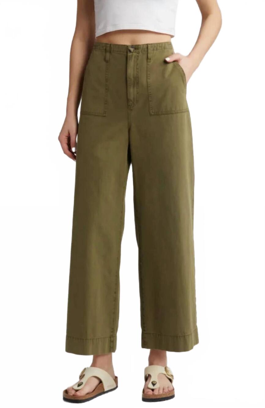 NEW LE JEAN utility trouser wide-leg pants in olive